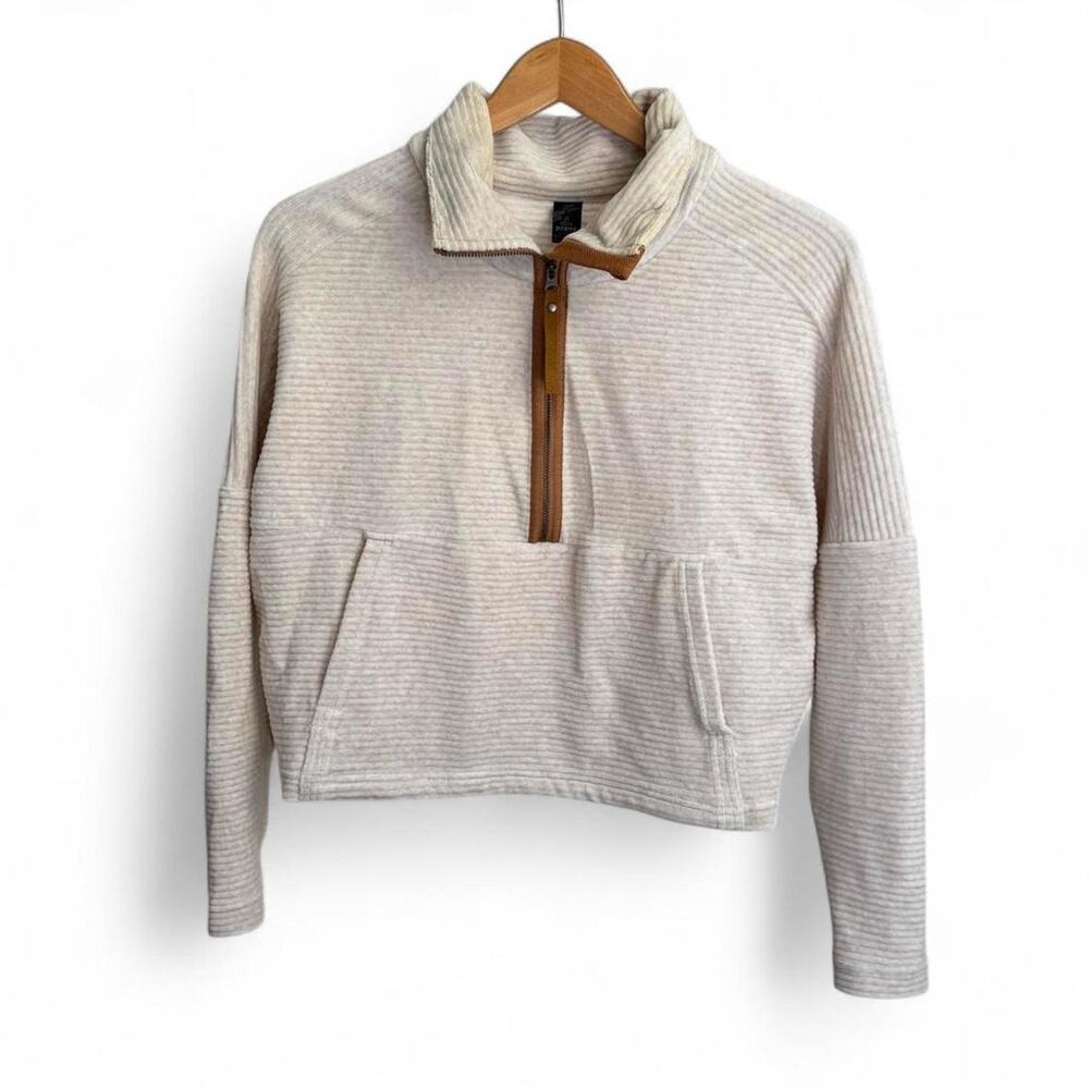 Prana Escambia Half Zip Velour Cotton Sweater Women’s XS Gorpcore Minimalist